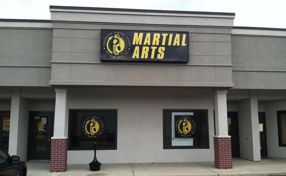Lettering and graphics on glass for Martial Arts studio