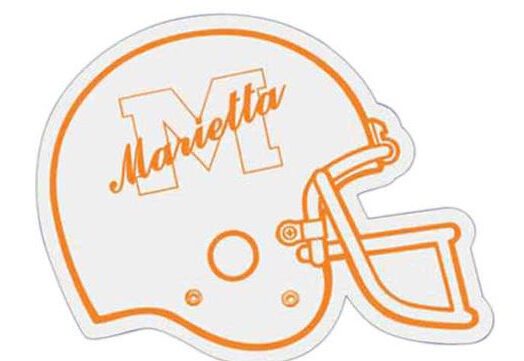 Magnetic decals in the shape of a football helmet - Add your team name and logo