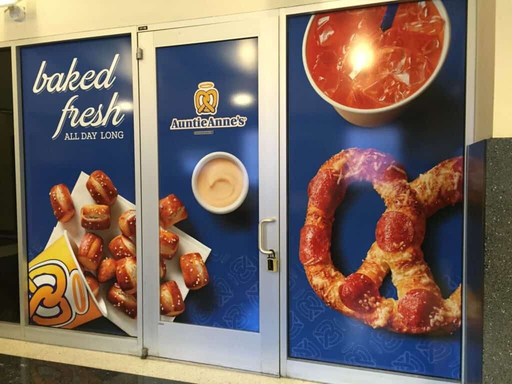 Auntie Anne's window graphics