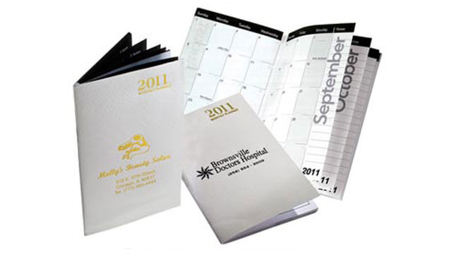Calendar Planners. Imprint name. logo, slogan. Great promotional item.