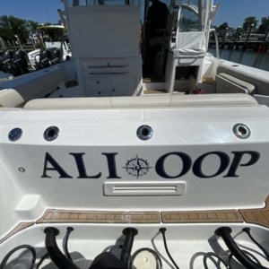 Boat wraps and graphics. Compass boat graphic for ALI OOP