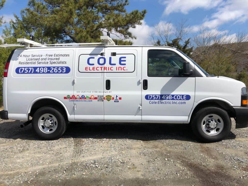 Vehicle lettering and graphics for vans - Cole Electric-Company vehicle lettering