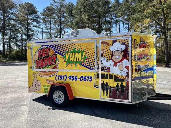 Cartoon style trailer wraps - Food trailer for Fry Daddy