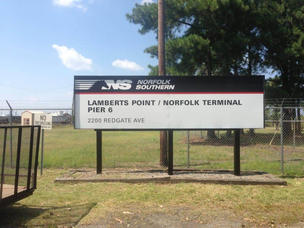 Monument signs - Directional Signage for NS Norfolk Southern Lamberts Point Monument signs - Directional Signage for NS Norfolk Southern Lamberts Point