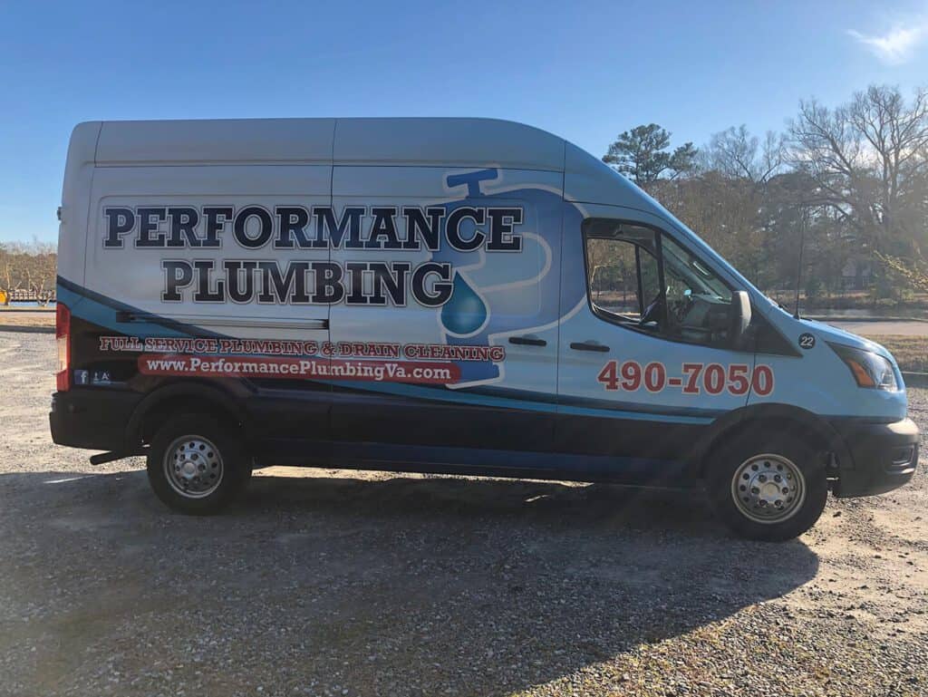 Custom work van wrap for Performance Plumbing