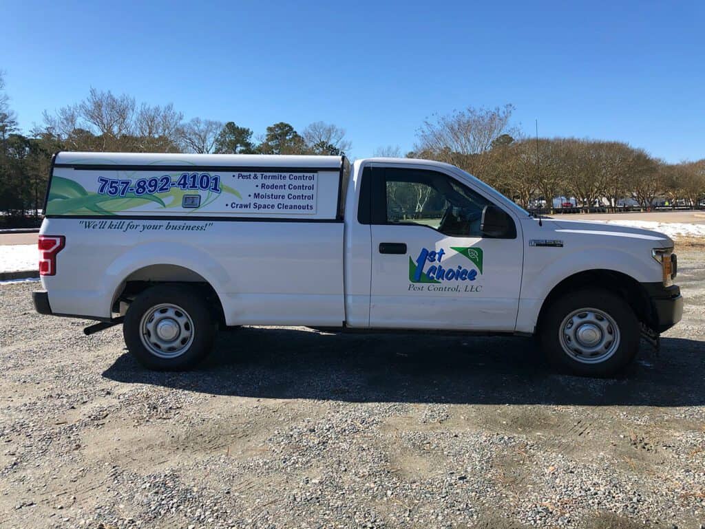 Truck lettering 1st Choice Pest Control