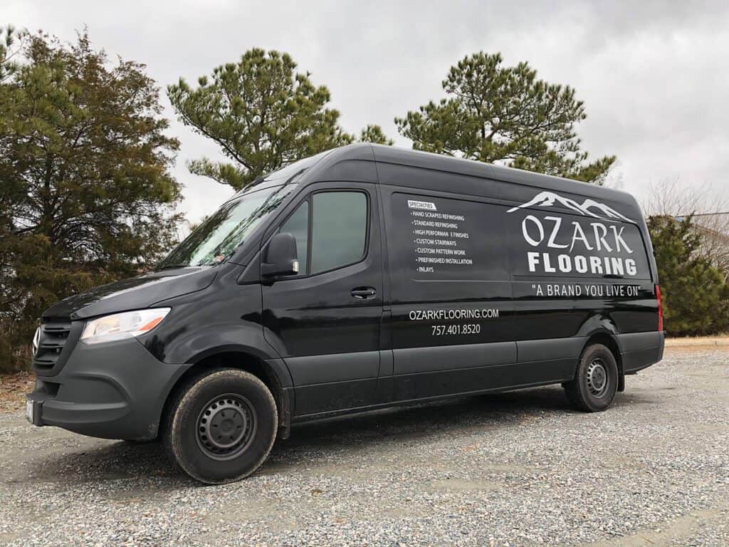 Work van wrap for OZARK Flooring