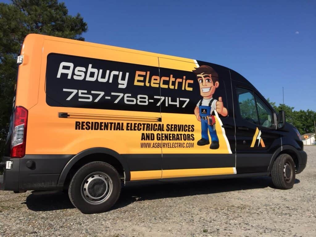 Full color van wraps - Van wrap for Asbury Electric (right-side view)