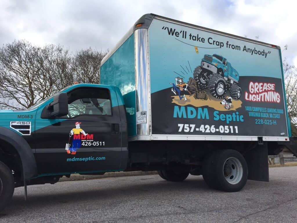 Truck wraps and graphics - MDM Septic box truck wrap