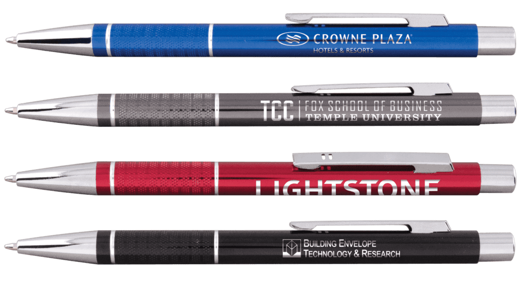 Metal ink pen with etching. Imprint name. logo, slogan. Great promotional giveaway.