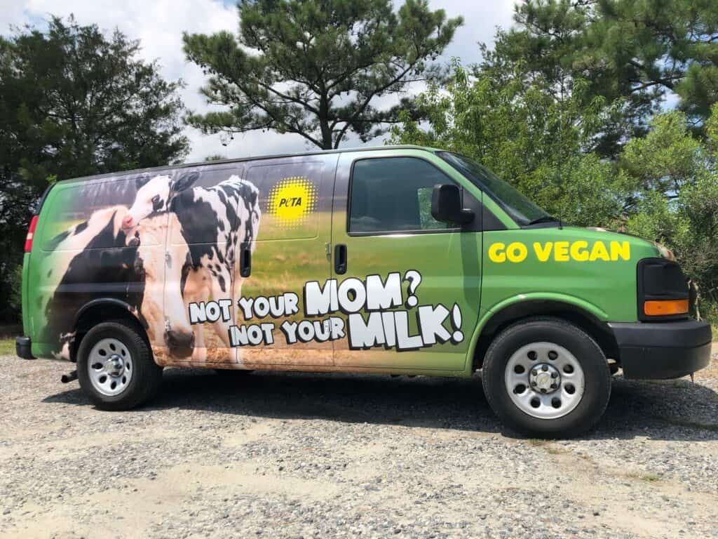 Full color, full coverage van wrap for PETA van