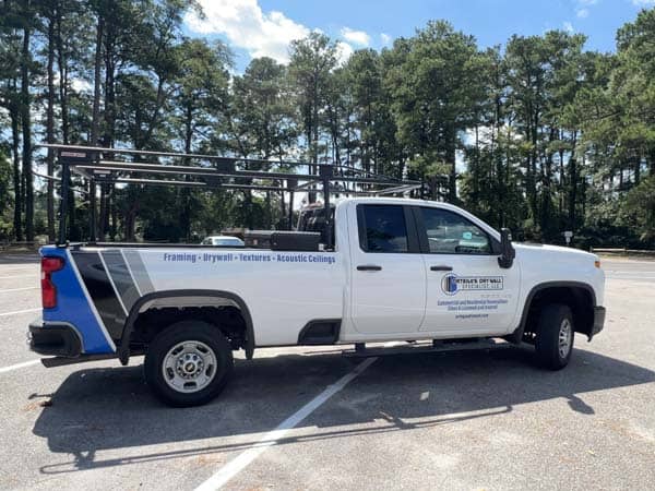 Partial wrap on pickup work truck