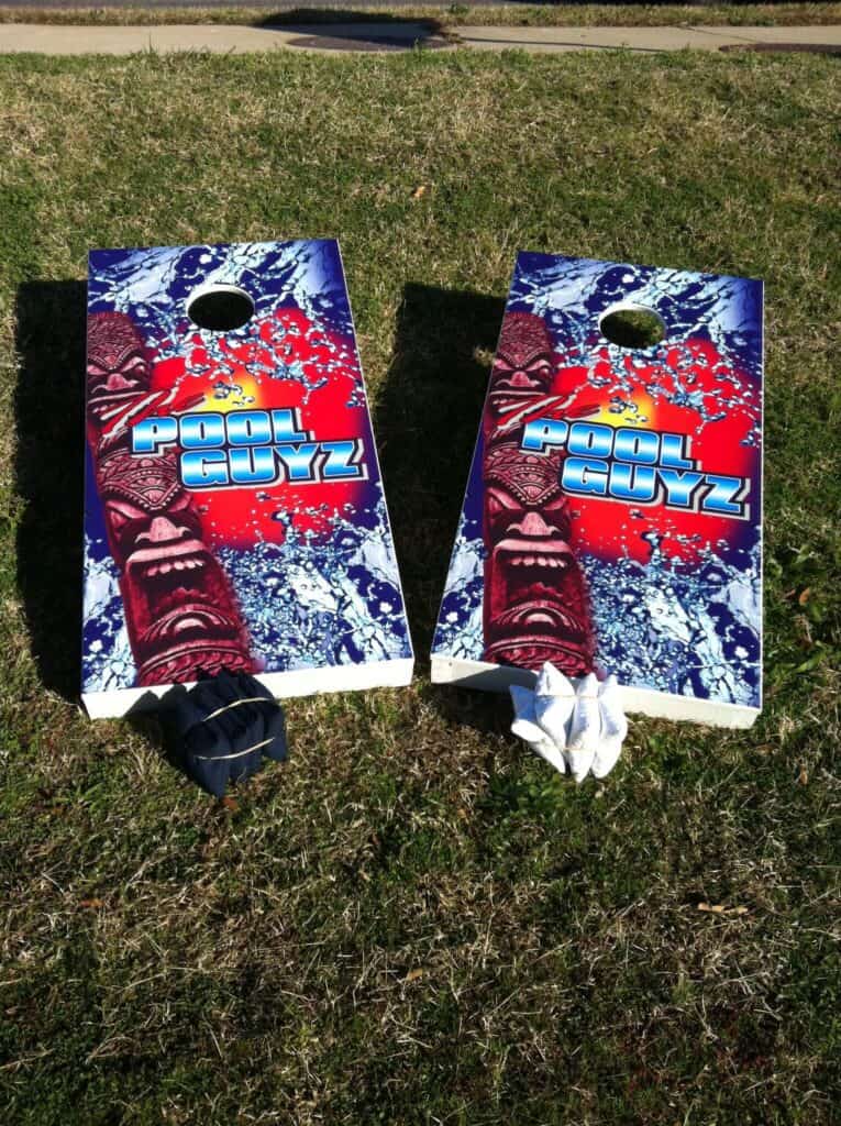 Company cornhole boards. Imprint name. logo, slogan. Great promotional item.