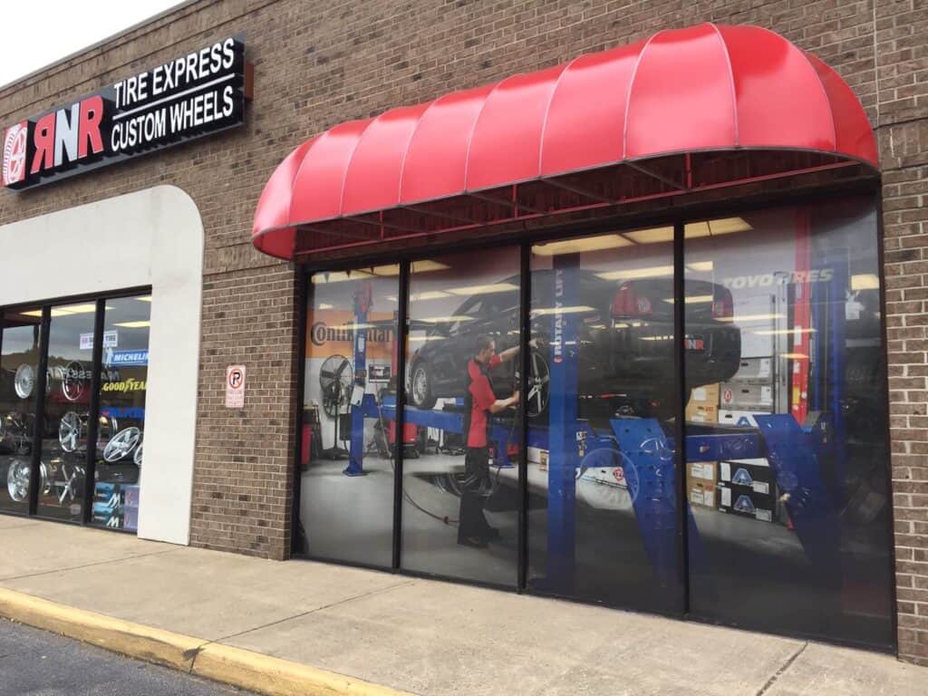 RNR Tire Express window graphics