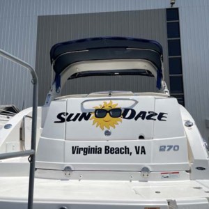 Sunny Daze boat graphics. Let us wrap your boat inside and out!