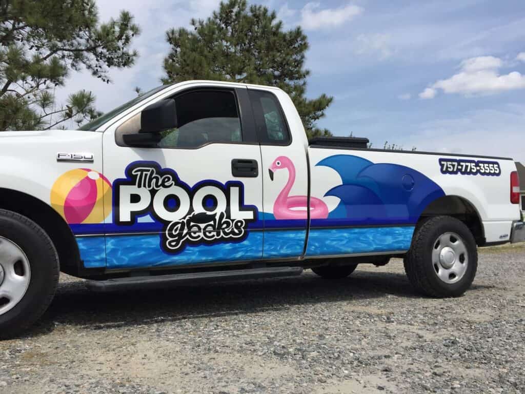 Pickup truck wrap for The Pool Geeks