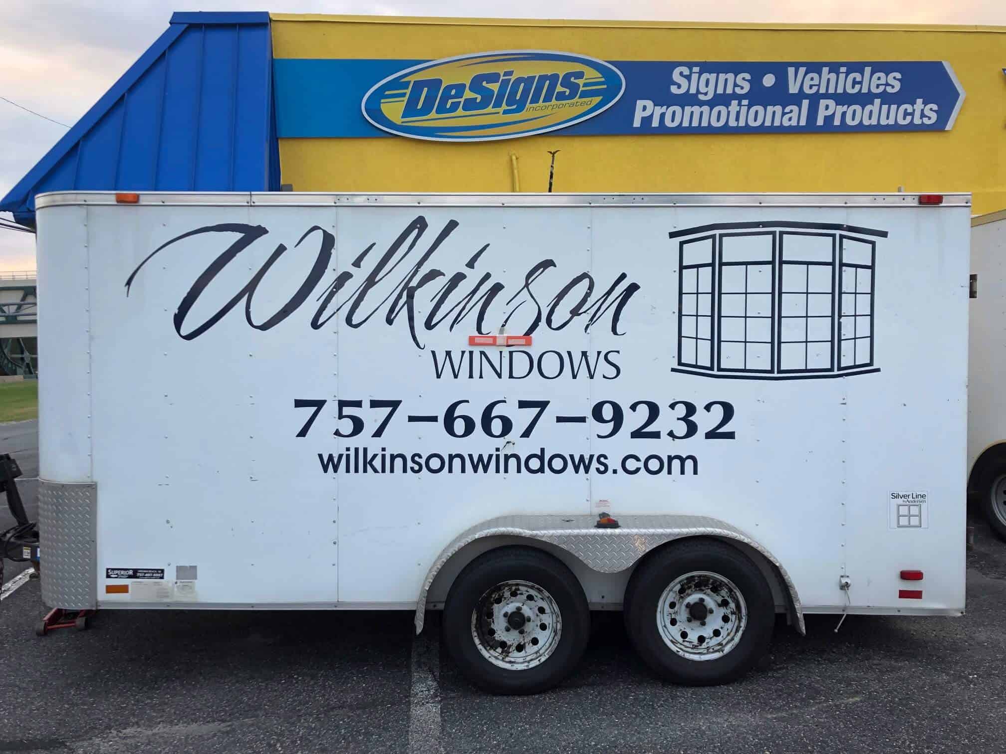 Trailer view before wrap for Wilkinson Windows