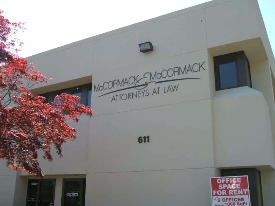 Acrylic letters on office building for-lawyers McCormack & McCormack Acrylic letters on office building for-lawyers McCormack & McCormack