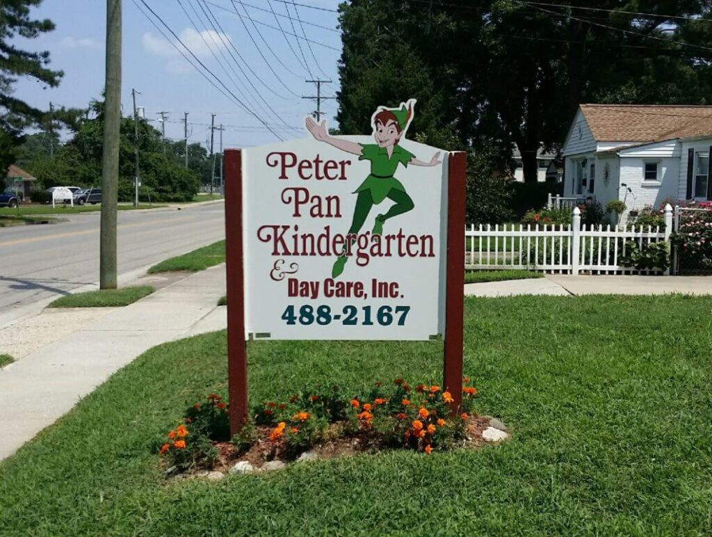 Budget signs - Sign for Day Care for Peter Pan Kindergarten Budget signs - Sign for Day Care for Peter Pan Kindergarten