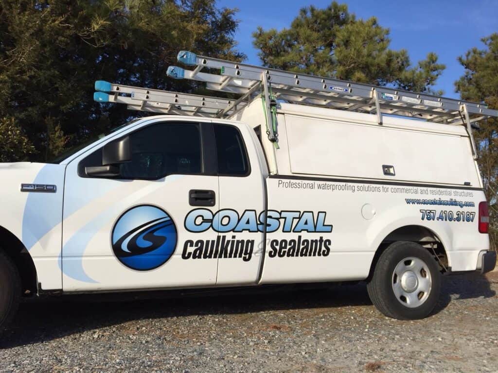 Vehicle lettering for Coastal Caulking and Sealants