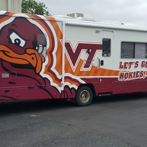 College style RV wrap for VT Hokies. We wrap buses and RV motorhomes.
