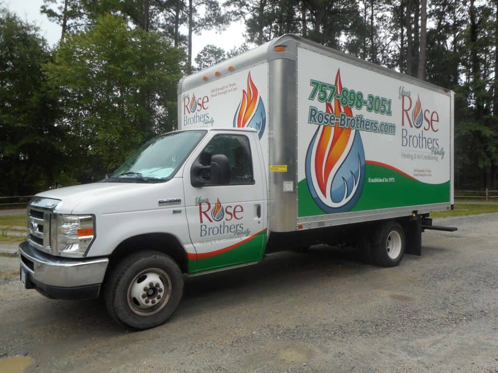 Color box truck graphics for Rose-Brothers Family
