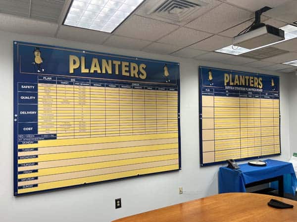 Wall mounted custom dry erase sales charts signage for Planters Peanuts Wall mounted custom dry erase sales charts signage for Planters Peanuts
