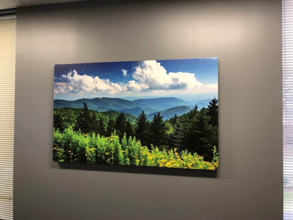 Large format printing for color photos for wall mounting on gator foam board