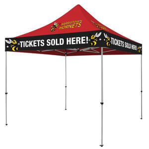 Custom tent graphics. Imprint name, logo, slogan, Great promotional item for events and tradeshows.