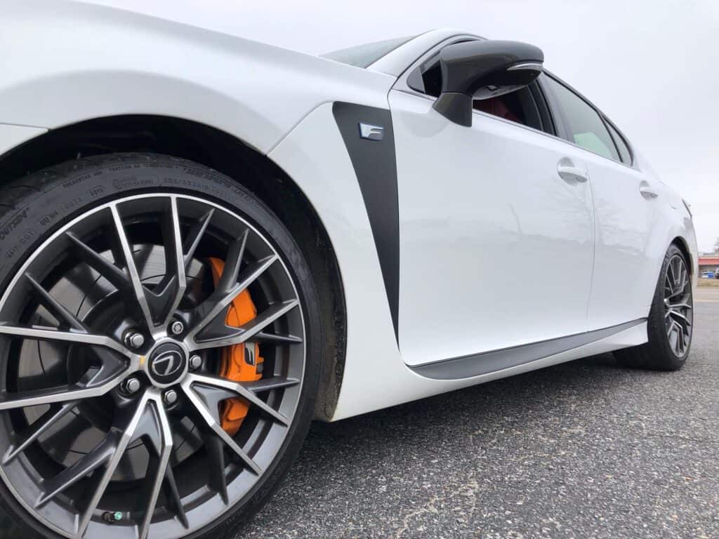 Close-up of accent panel vehicle wrap on Lexus