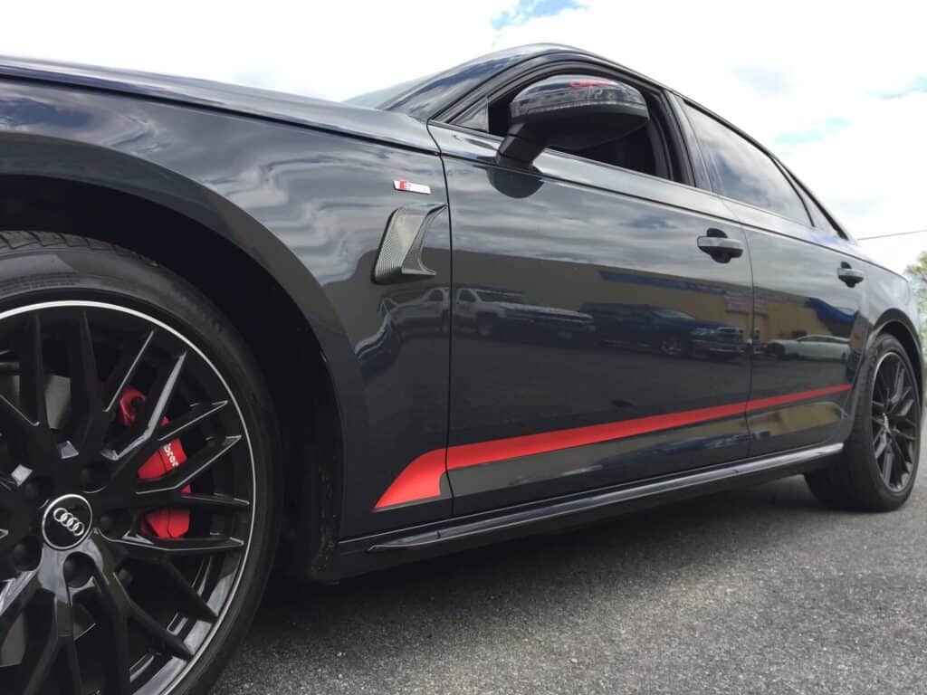 Custom wrap rocker panel accent on Audi