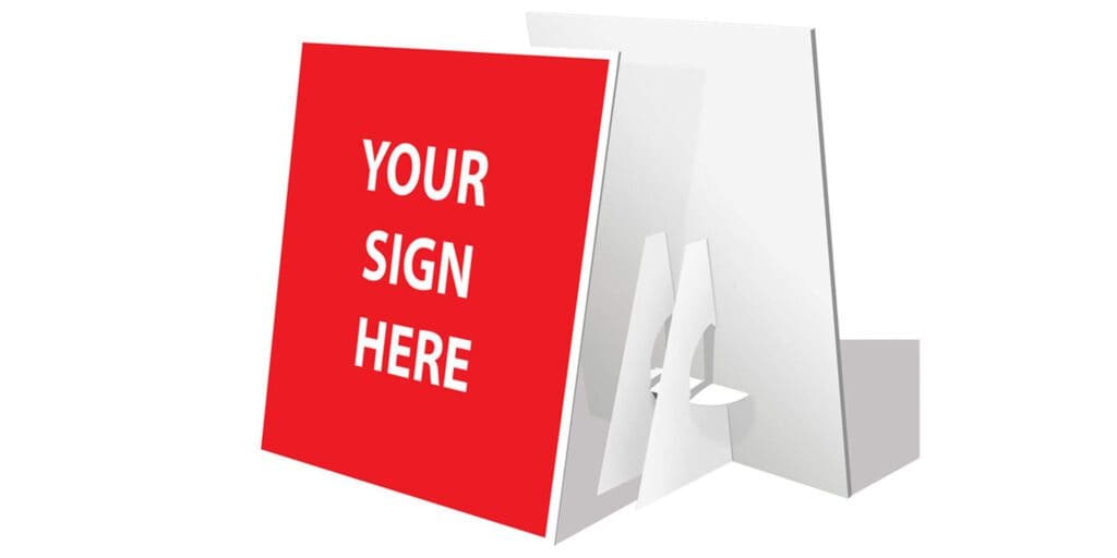 Easel back signs and signage for tradeshows, retail store advertising, table top announcements