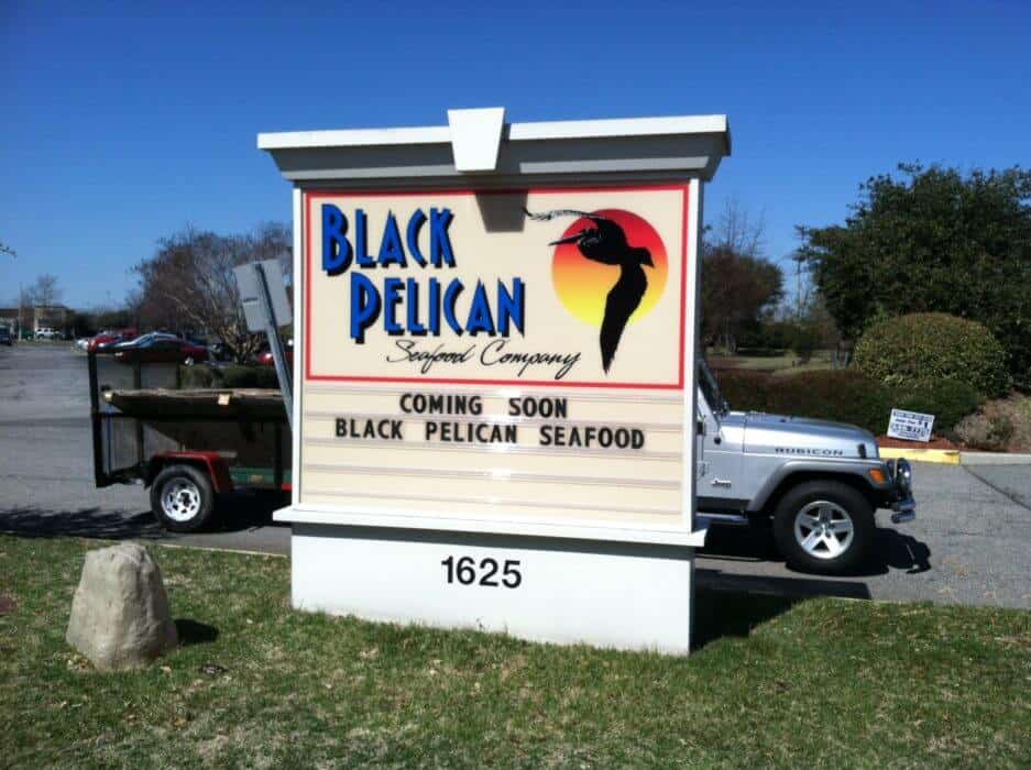 Restaurant signs and signage for Black Pelican Seafood Restaurant signs and signage for Black Pelican Seafood