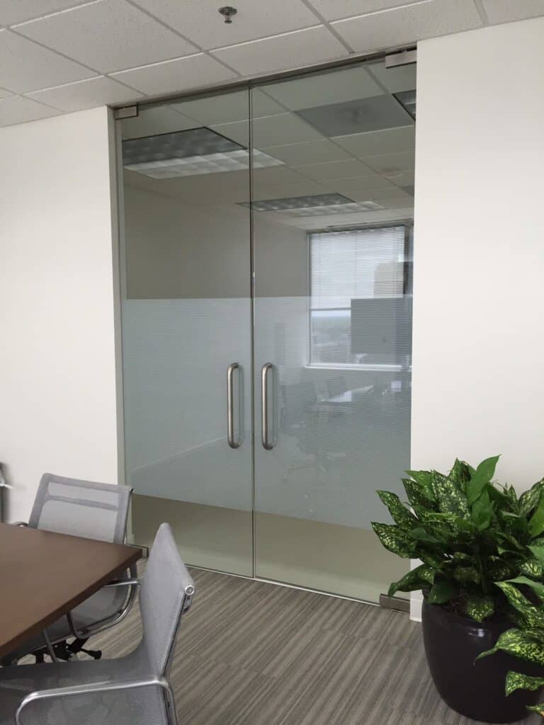 Etch glass doors in conference room