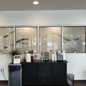 Etched wave film for Veterinary Hospital offers visual decor' and privacy