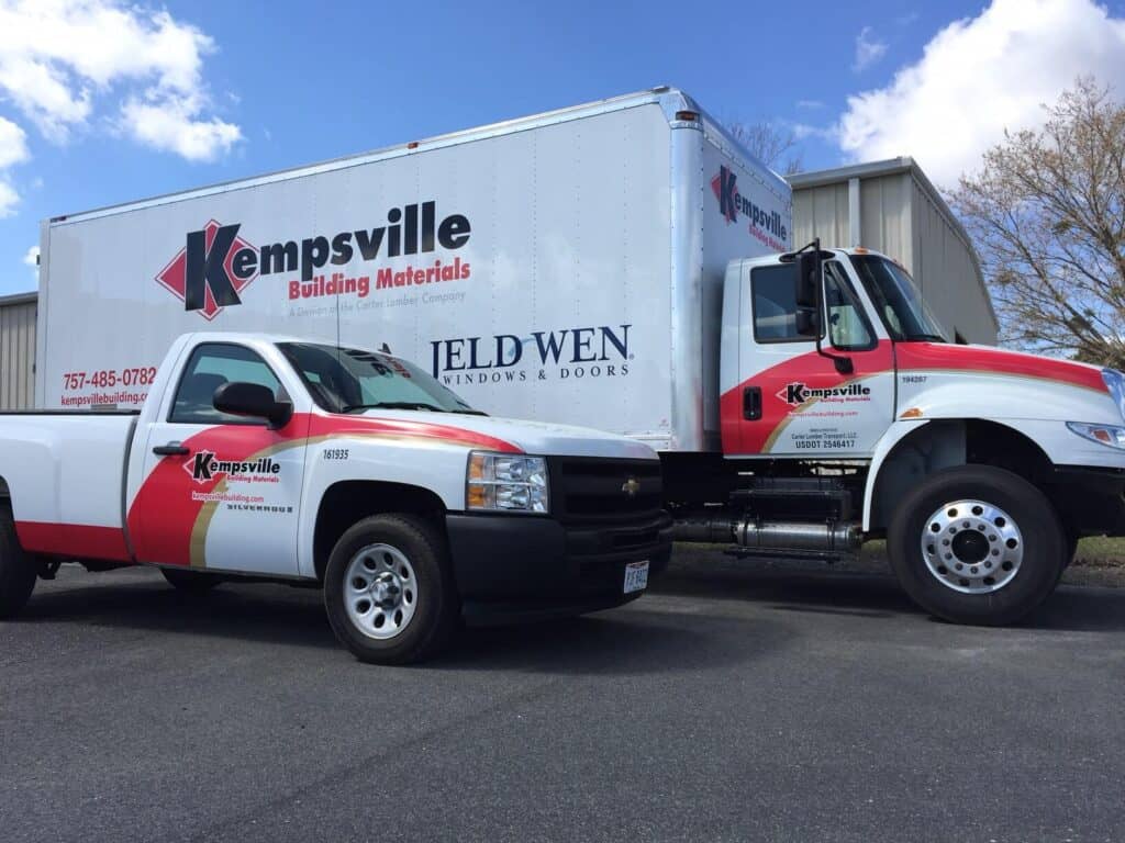 Partial car wrap and truck wrap for Kempsville Building Materials