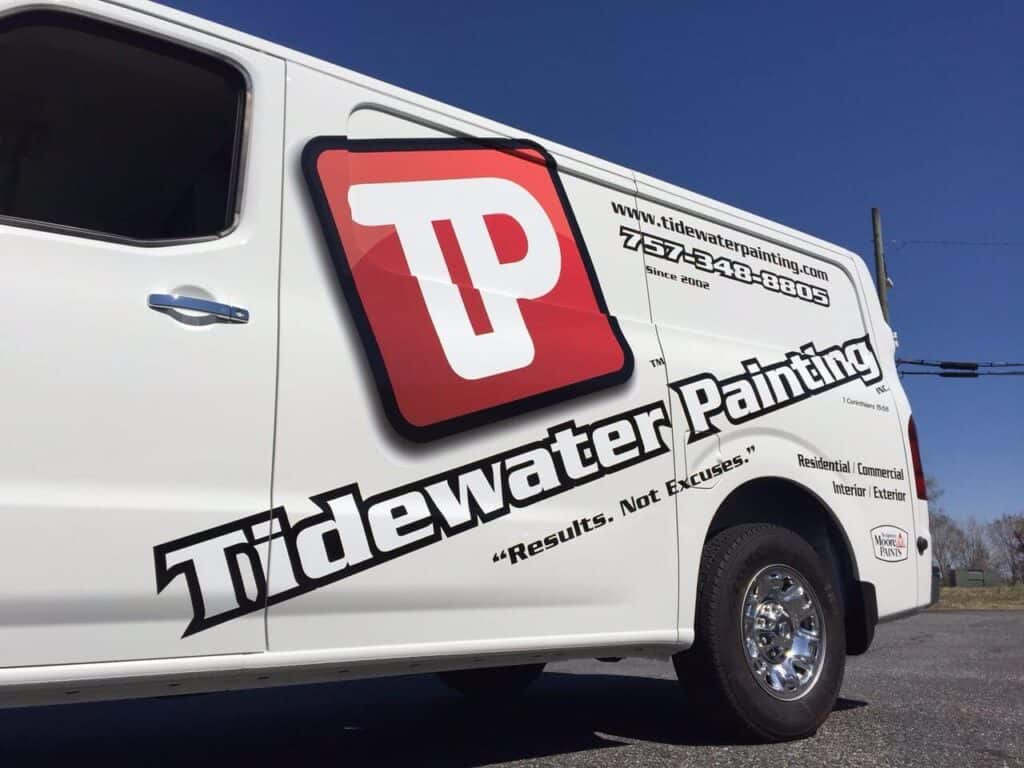 Painting van lettering for Tidewater Painting