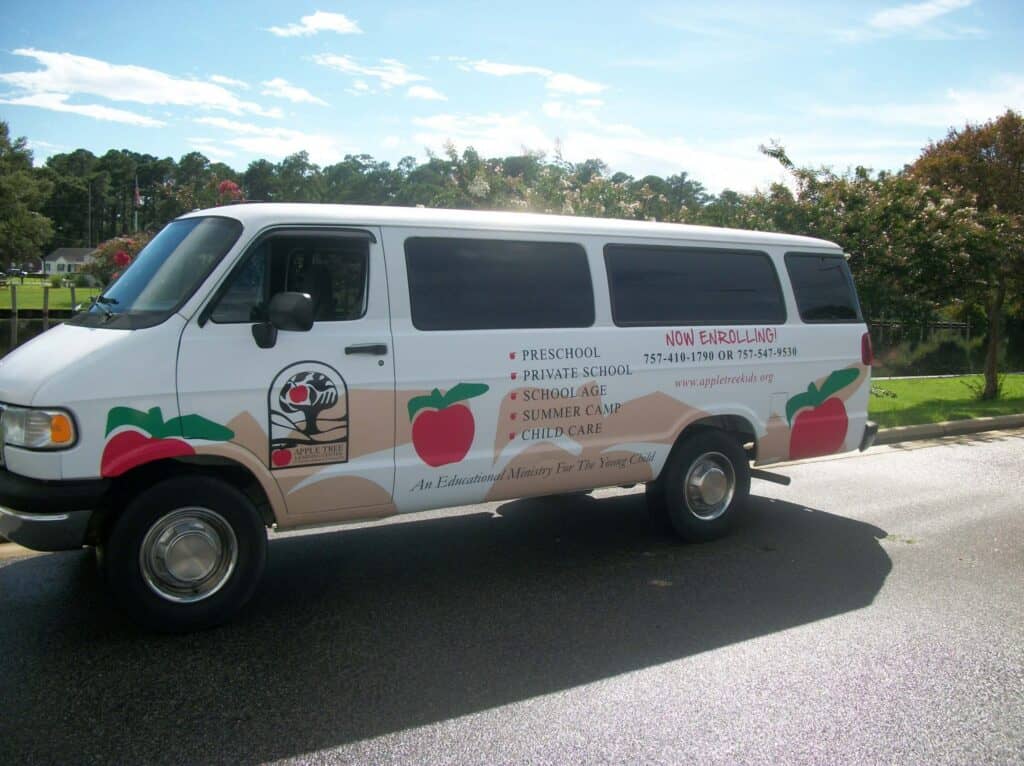 Passenger van partially wrapped
