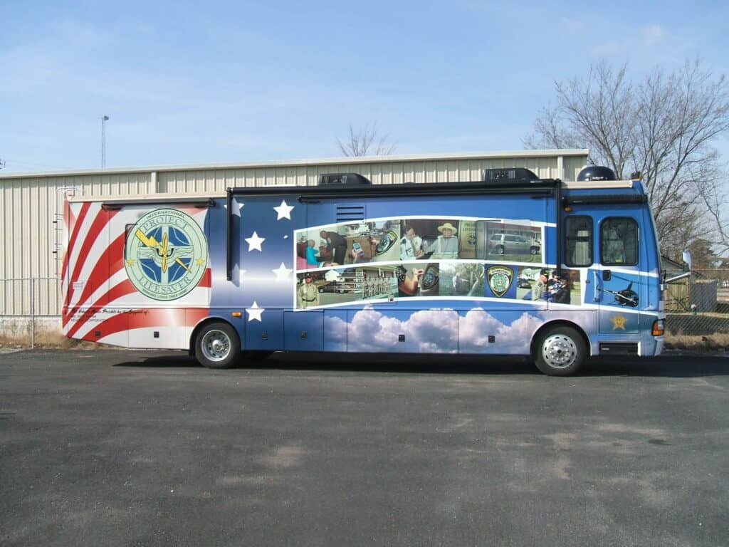 Patriotic bus wraps