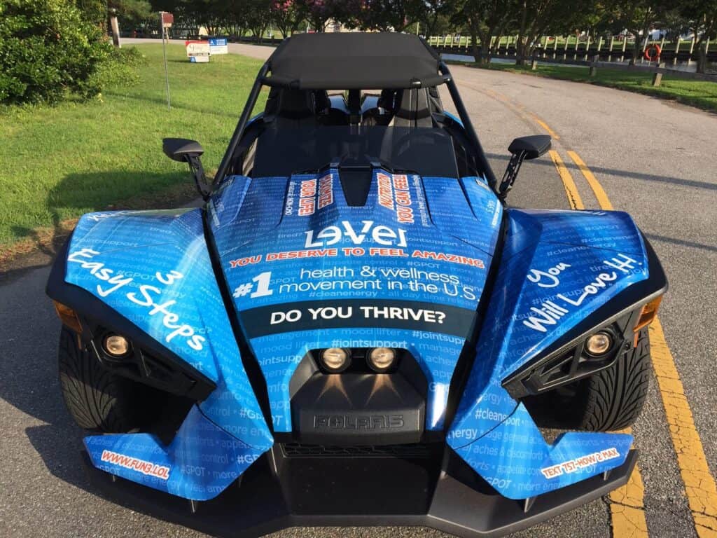 Motorsports wraps and graphics (front view)
