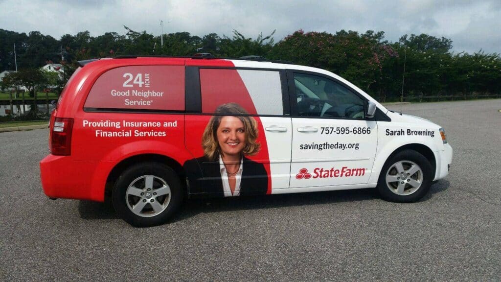 Full color vehicle wrapping -Van wrap for State Farm Sarah Browning