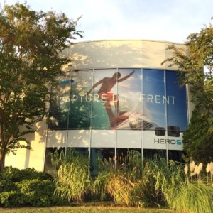 Surf style mural. Exterior murals on glass exterior for Go Pro Hero.
