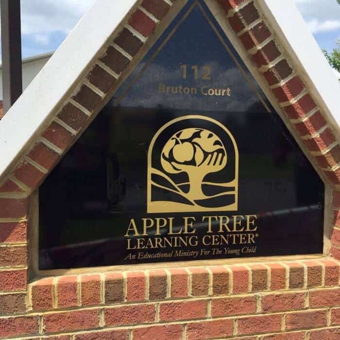 Lettering and logo on glass sign for-Apple Tree Learning Center Lettering and logo on glass sign for-Apple Tree Learning Center