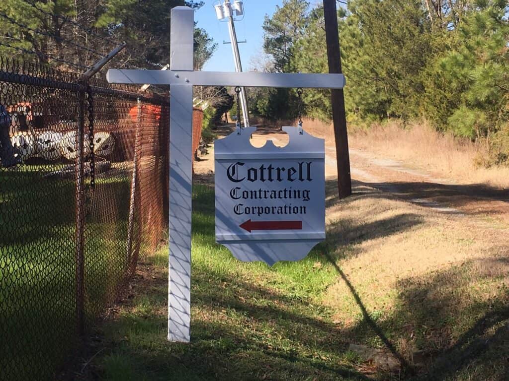 Directory style wood signs - Hanging sign for Cottrell Contracting Corp. Directory style wood signs - Hanging sign for Cottrell Contracting Corp.