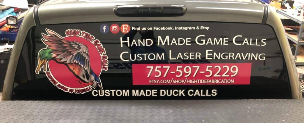 Graphics and lettering on rear-window auto glass