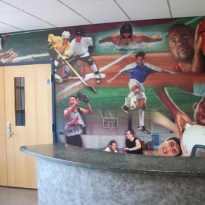 Fitness center wall art and wall mural by DeSigns, Inc.