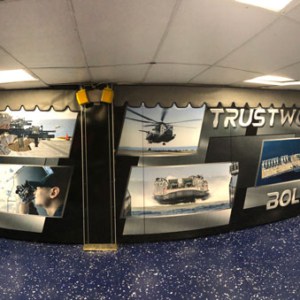 Mess hall wall murals. Large mural for U.S. Navy by DeSigns, Inc.
